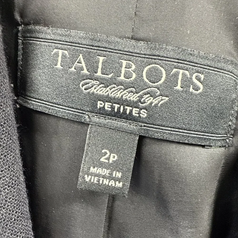 Talbots Women's Blazer Size 2P Petite Solid Black‎ Long Sleeves Buttons Pockets - Picture 4 of 11
